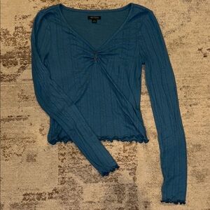 Wild Fable Blue Long Sleeve Top with Button Detail